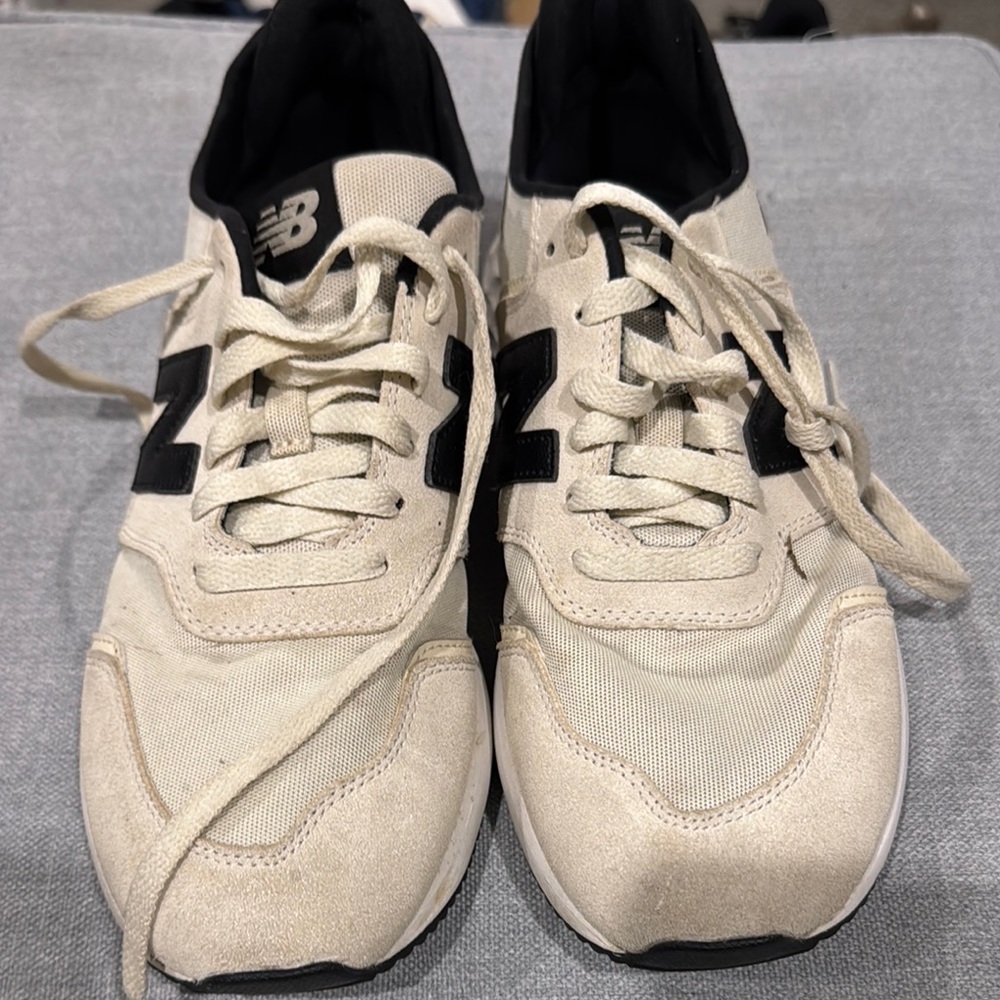 New Balance Cream and Black Retro Sneakers